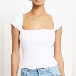 Reformation White Square Neck Crop Top